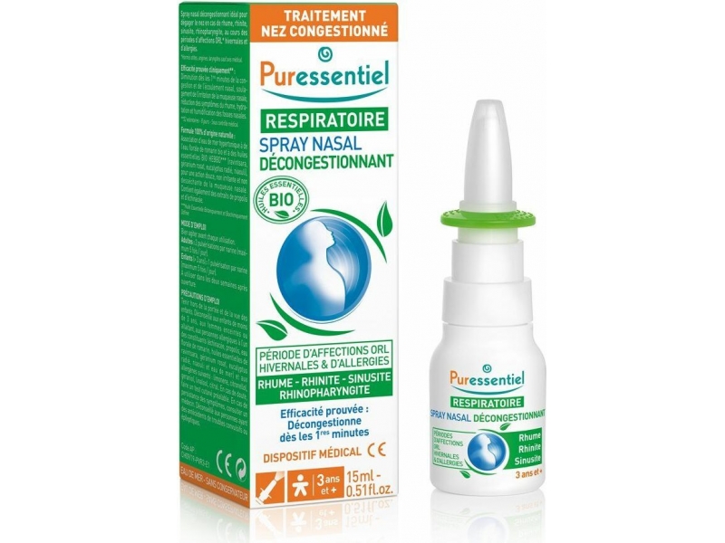 PURESSENTIEL Spray nasal décongestionnant respiratoire 15 ml