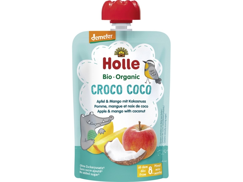 HOLLE Croco Coco Pouchy Pomme, mangue et noix de coco bio 100 g